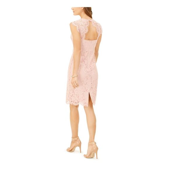 VINCE CAMUTO Womens Pink Lined Cap Sleeve Above The Knee Sheath Dress 16 - Picture 2 of 4